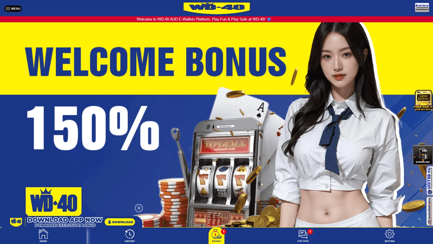 Wd-40 Casino desktop home interface for Australian players